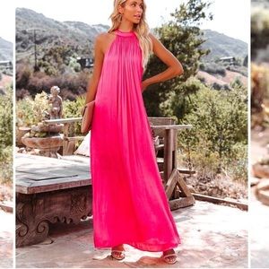 Vici Dolls Saralina Satin Halter Maxi Dress